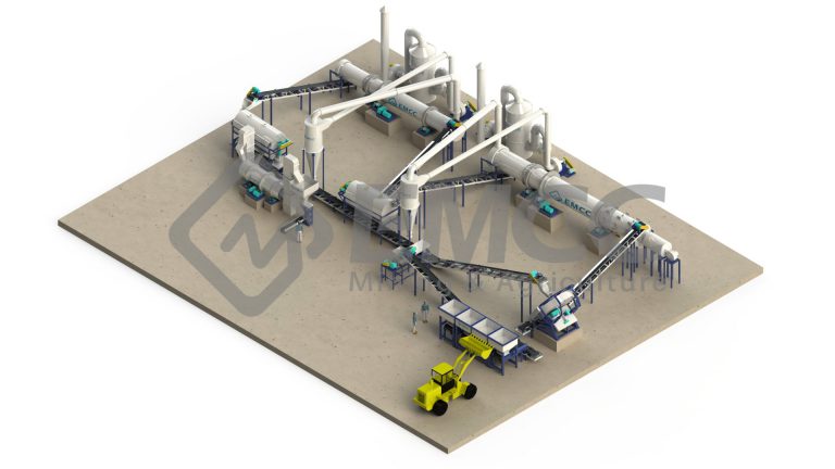 Rotary drum granulation production line model diagram