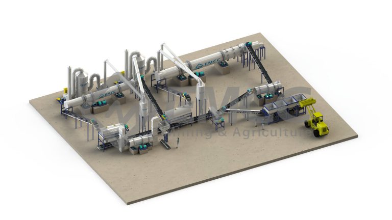 Rotary drum granulation production line model diagram